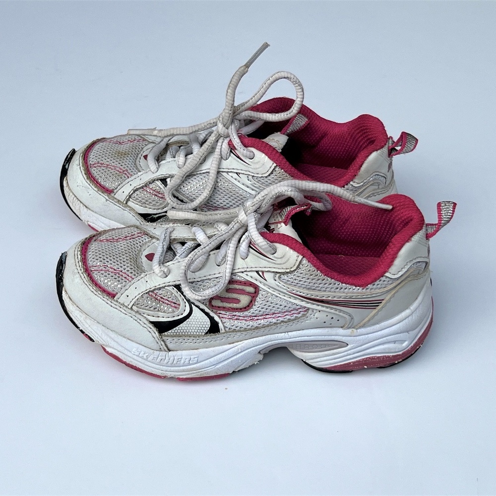 Skechers Girls Athletic Sneakers White and Pink Shoes Size 11 Little Kids